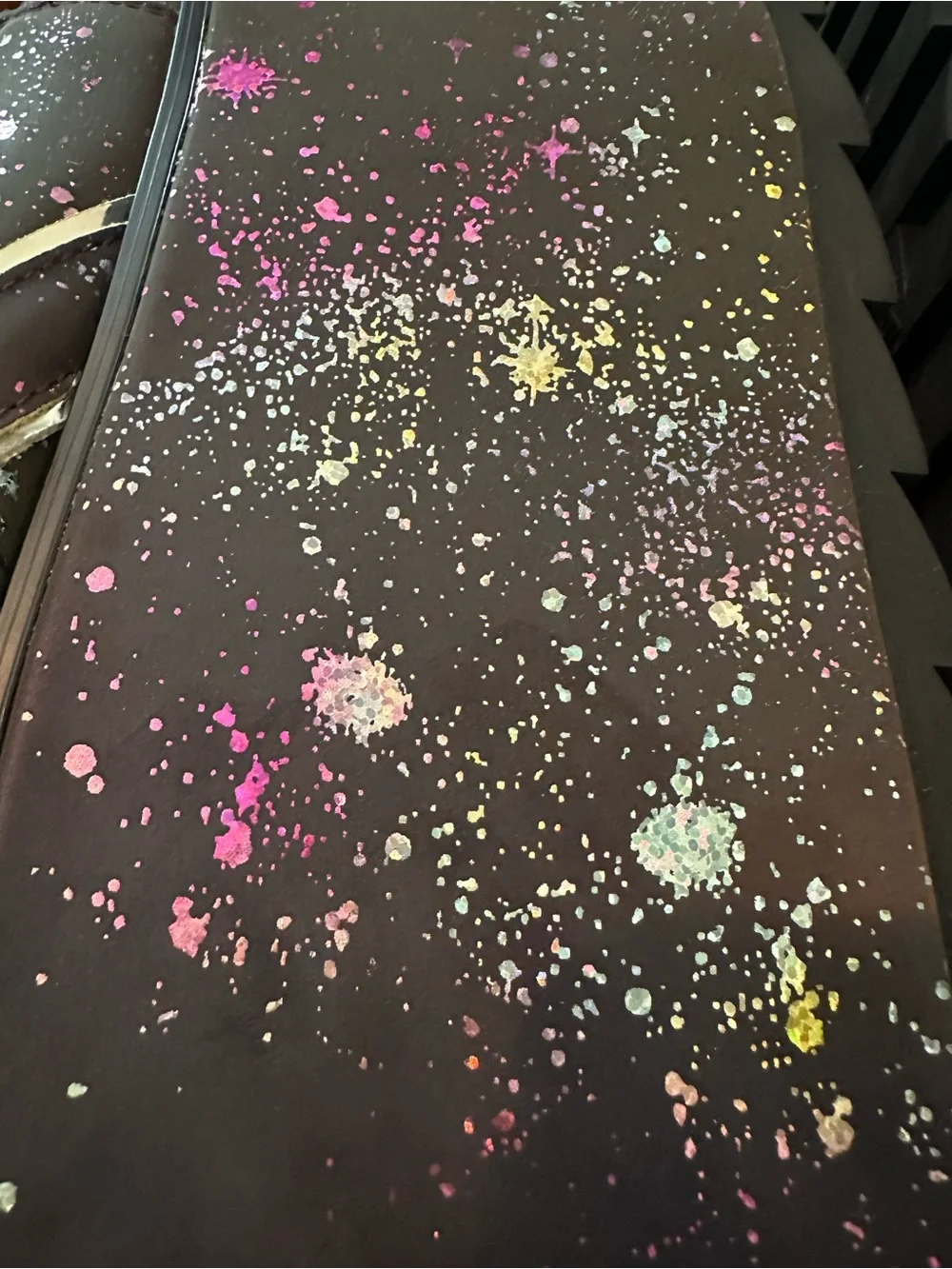 YRU Black Galaxy Glitter Paint-Splatter Qosmos Alien Platform Sneakers, Sz 6